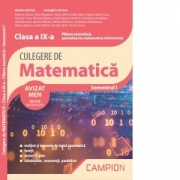 Culegere de matematica. Clasa a IX-a. Semestrul I. Filiera teoretica, specializarea matematica-informatica - Marius Burtea, Georgeta Burtea