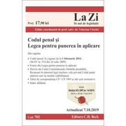 Codul penal si Legea pentru punerea in aplicare. Cod 702. Actualizat la 7. 10. 2019 - Valerian Cioclei