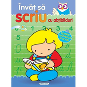 Invat sa scriu cu abtibilduri: cuvinte, litere, numere si ore. Lipeste, coloreaza si scrie!