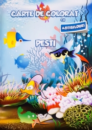 Carte de colorat cu abtibilduri. Pesti