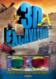 ​3D Excavatoare - Carte cu teste si abtibilduri